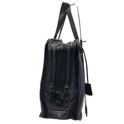 プラダ メンズ レザーバッグ 2層式 三角ロゴプレート VA0411 カウレザー ブラック PRADA【AFE2】