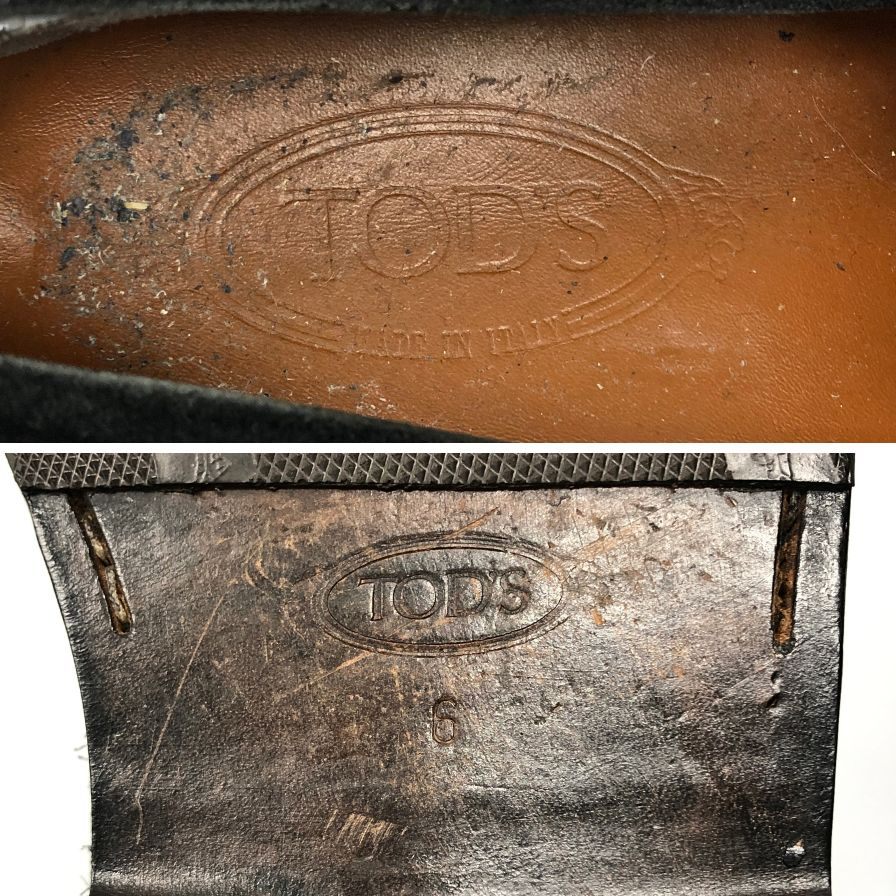 トッズ ローファー スエード ブラック サイズ6 メンズ TODS 約24.5cm【AFC47】