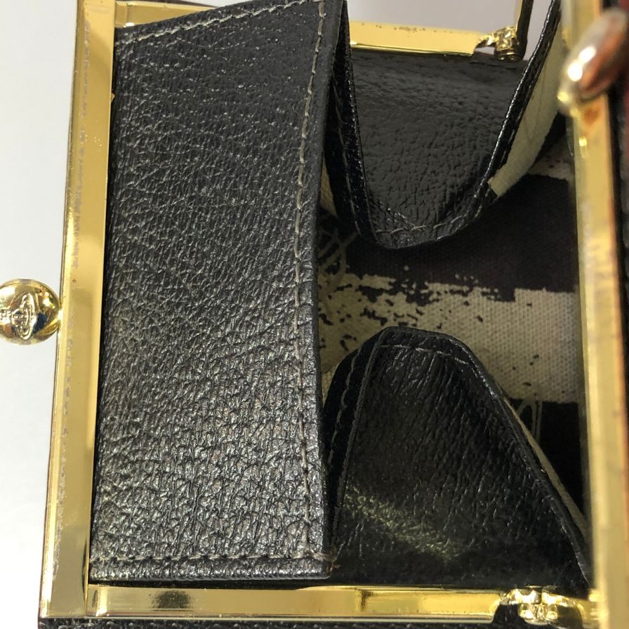 ヴィヴィアンウェストウッド 二つ折り がま口財布 オーブ 黒 Vivienne Westwood【AFI21】
