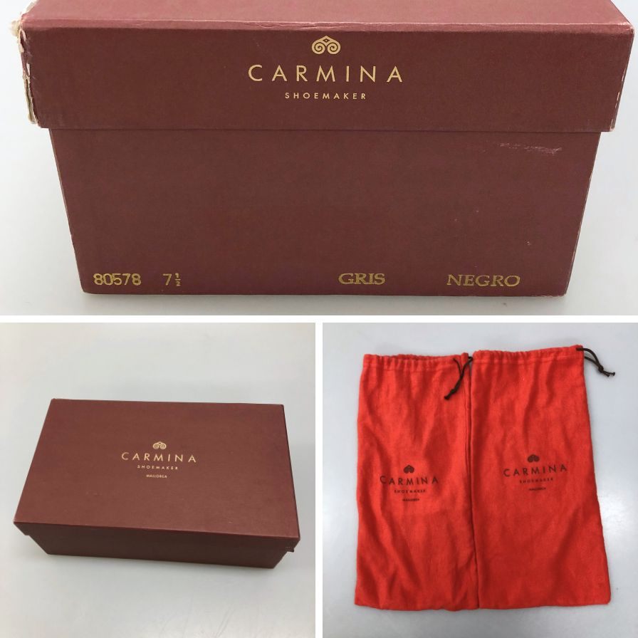 カルミナ コインローファー カーフ コンビ ブラック×グレー メンズ サイズ7.5 80578 CARMINA ローファー 約26.0cm【LA】【中古】