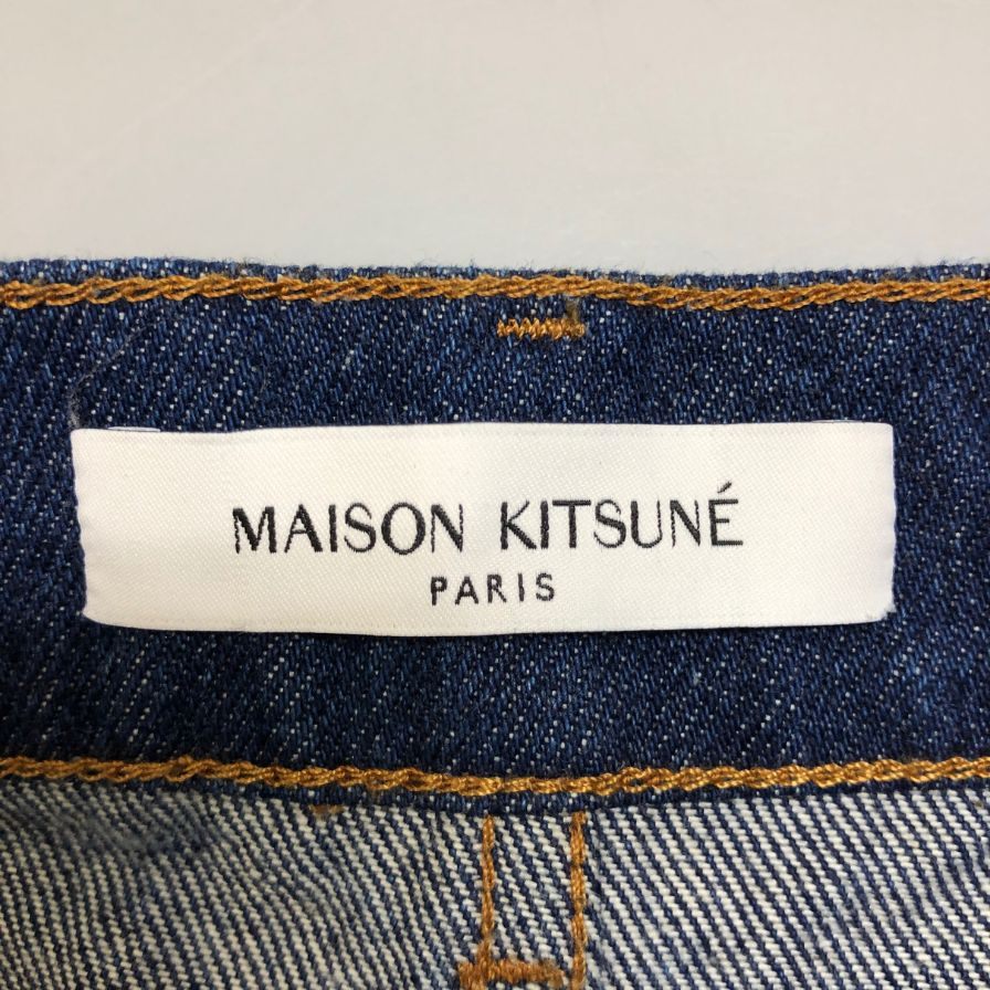メゾンキツネ デニムパンツ キツネ柄 ボタンフライ メンズ サイズ30 MAISON KITSUNE 【AFB33】