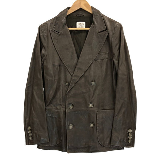 中古■エンメティ レザージャケット ダブル ブラウン メンズ サイズ44 EMMETI 【AFG1】
