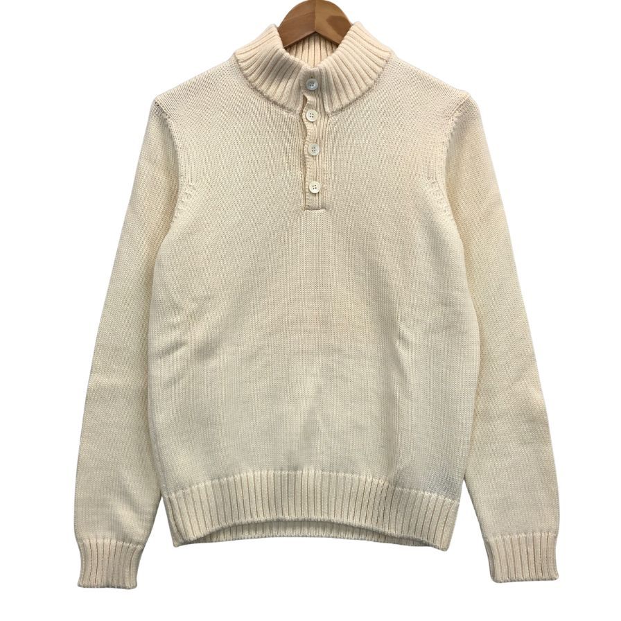 美品◆ザノーネ ウール ヘンリーネック ウール ニット メンズ サイズ 46 ホワイト系 ZANONE 【AFB14】