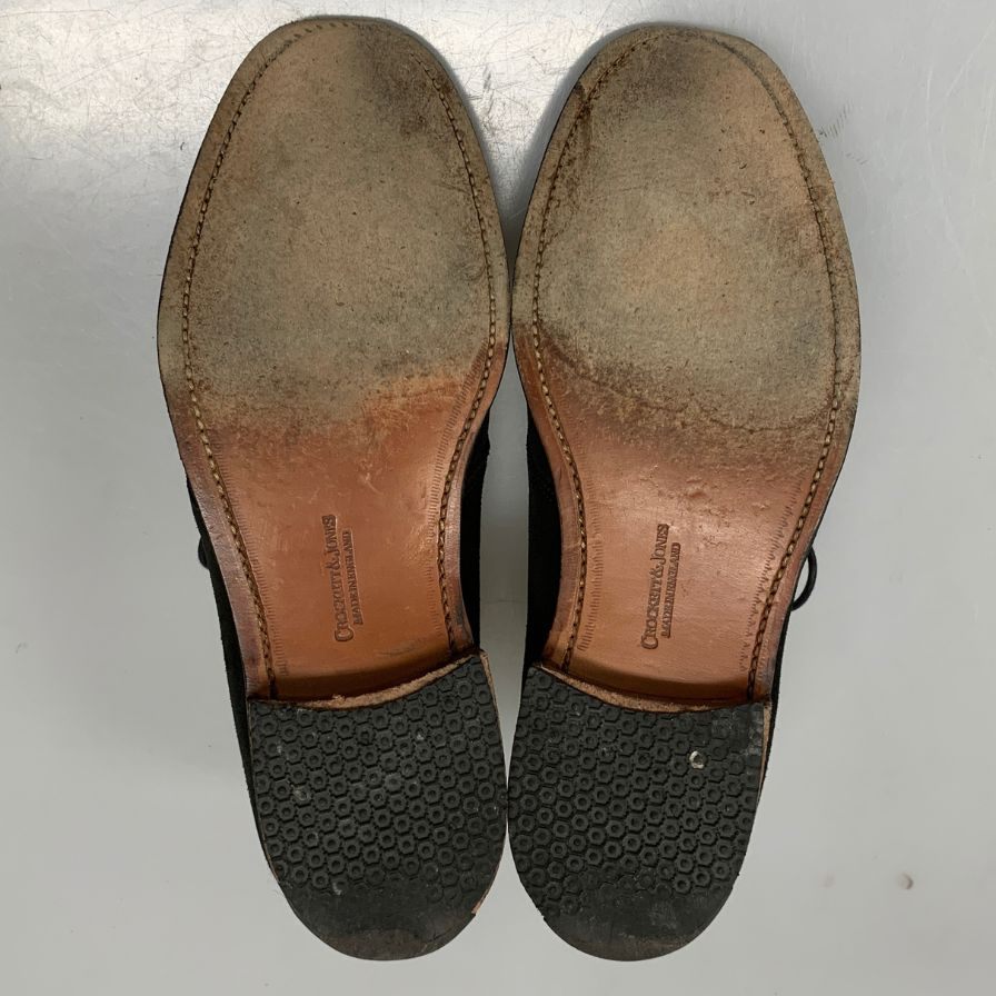 クロケット&ジョーンズ レザーシューズ チャッカブーツ チャートシー スエード ブラック サイズUK7E CROCKETT&JONES CHERTSEY ブーツ 約25.5cm【LA】【中古】