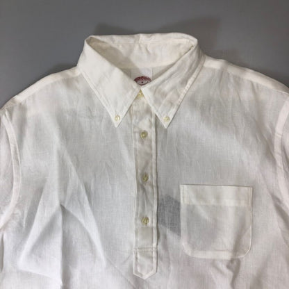 中古◆ビームス ブルックスブラザーズ 別注 半袖 リネン プルオーバー シャツ ホワイト Mサイズ  BEAMS 【AFB2】