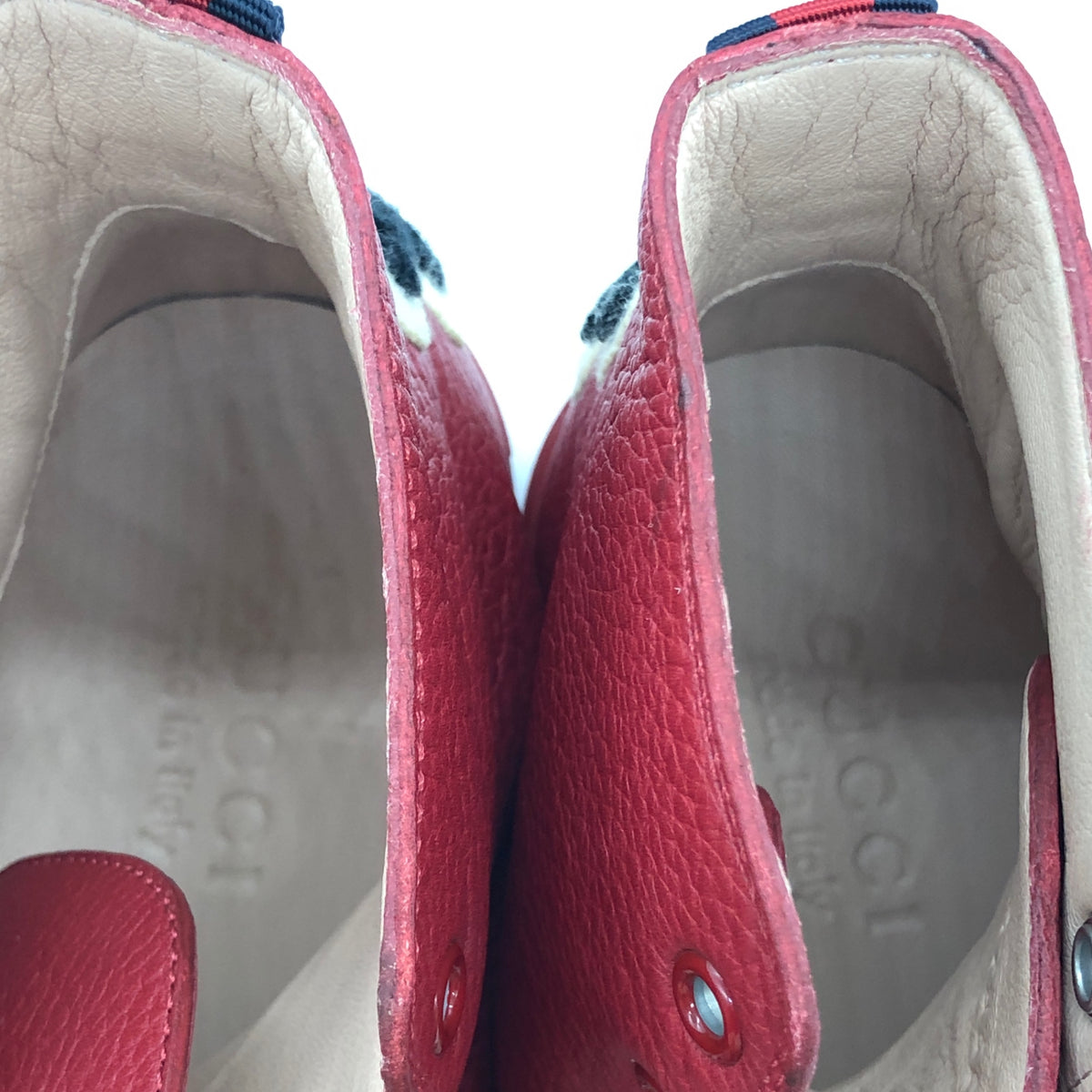 グッチ レザーハイカットスニーカー  478336 パンサー レッド系 メンズ サイズ7.5 GUCCI 約26.5cm【AFC9】