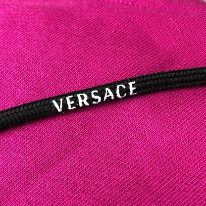 美品◆ヴェルサーチ パーカー スマイルプリント クロップド丈 ピンク レディース サイズ38 VERSACE 【AFB14】