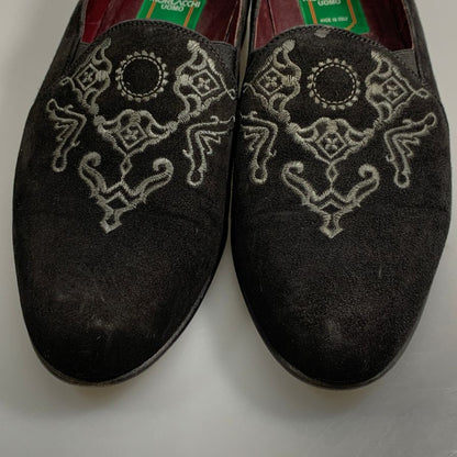 モラッキー ウォモ スウェ―ド スリッポン 刺繍 メンズ ブラック サイズ 40 moralacchi uomo 約25.0cm【AFC9】