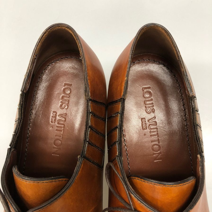 ルイヴィトン レザーシューズ ホールカット メダリオンメンズ サイズ7.5 Ｍブラウン LOUIS VUITTON 約25.5cm【AFD9】