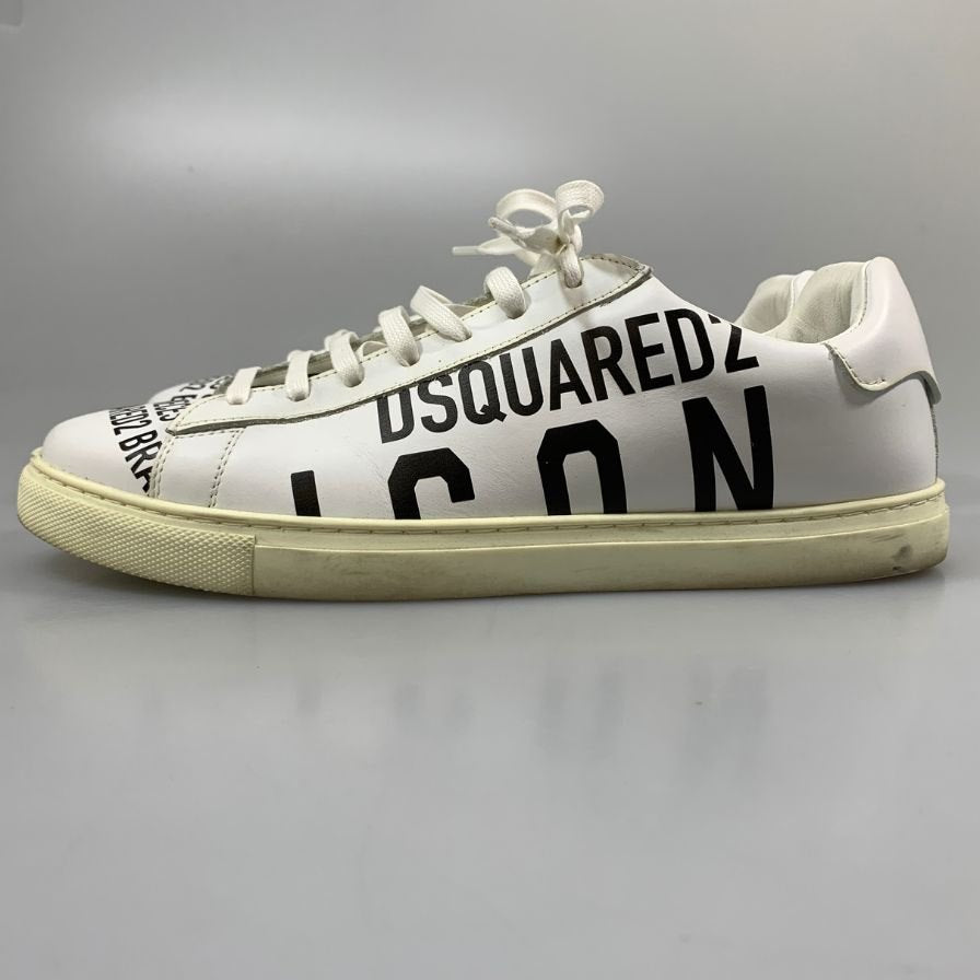 ディースクエアード レザースニーカー ロゴプリント メンズ ホワイト サイズ41 DSQUARED2 約26.0cm【AFC40】