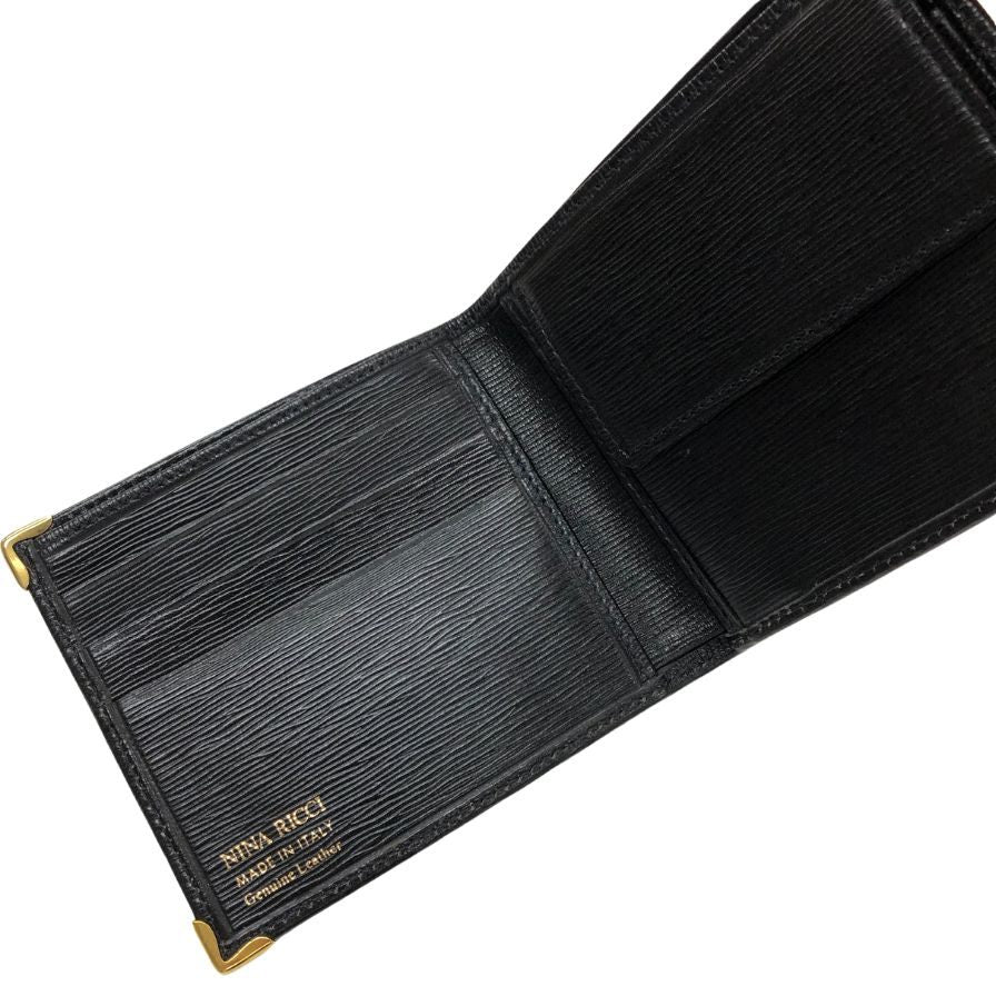 ニナリッチ 二つ折り 財布 コンパクト ウォレット 札入れ 小銭入れ ブラック NINA RICCI【AFI19】