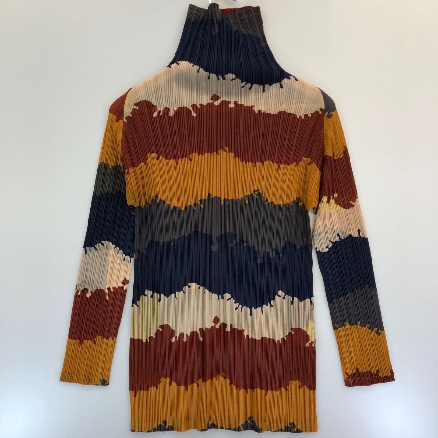 美品◆プリーツプリーズ カットソー PP53-FK352 ハイネック レディース 総柄 サイズ3 PLEATS PLEASE 【AFB5】