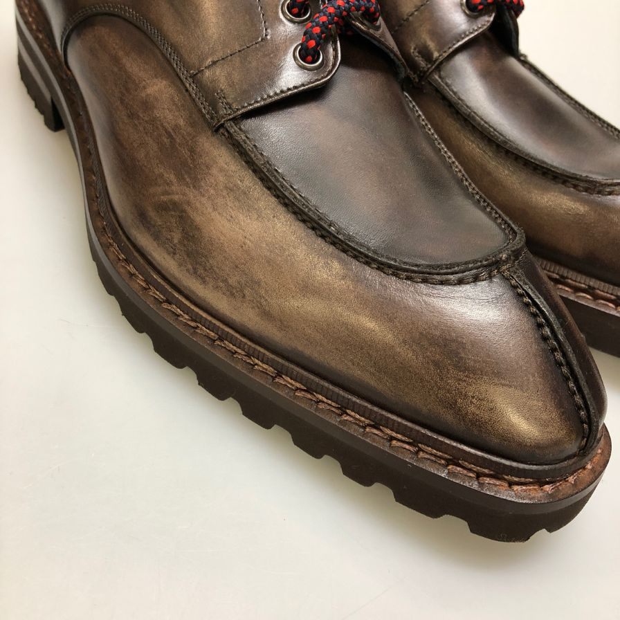 ザンピエレ レザーシューズ Vチップ 2418 本革 ブラウン メンズサイズ7.5 ZAMPIERE 約26.5cm【AFD4】