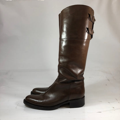 サルトル バックベルトロングブーツ カーフ ブラウン  レディース サイズ37.5 SARTORE 約24.5cm【AFI30】