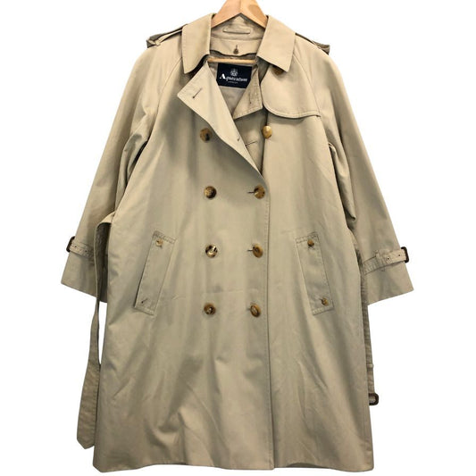 美品◆アクアスキュータム トレンチコート コットン ウール ライナー ロング丈 ベージュ レディース サイズ7F Aquascutum 【AFA1】