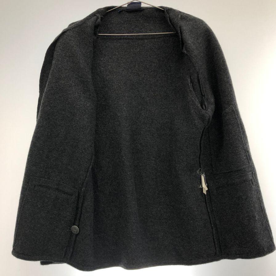 中古◆ガイガー ノーカラー ジャケット ウール オーストリア製 メンズ サイズ50 グレー GEIGER 【AFF23】