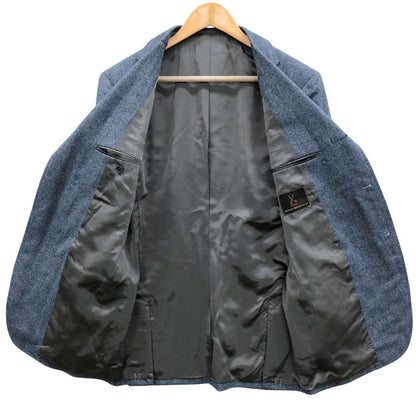 極美品◆フランコプリンツィバァリー  テーラードジャケット 3B シングル ヘリンボーン ブルー系 サイズ48 FRANCO PRINZIVALLI 【AFB42】