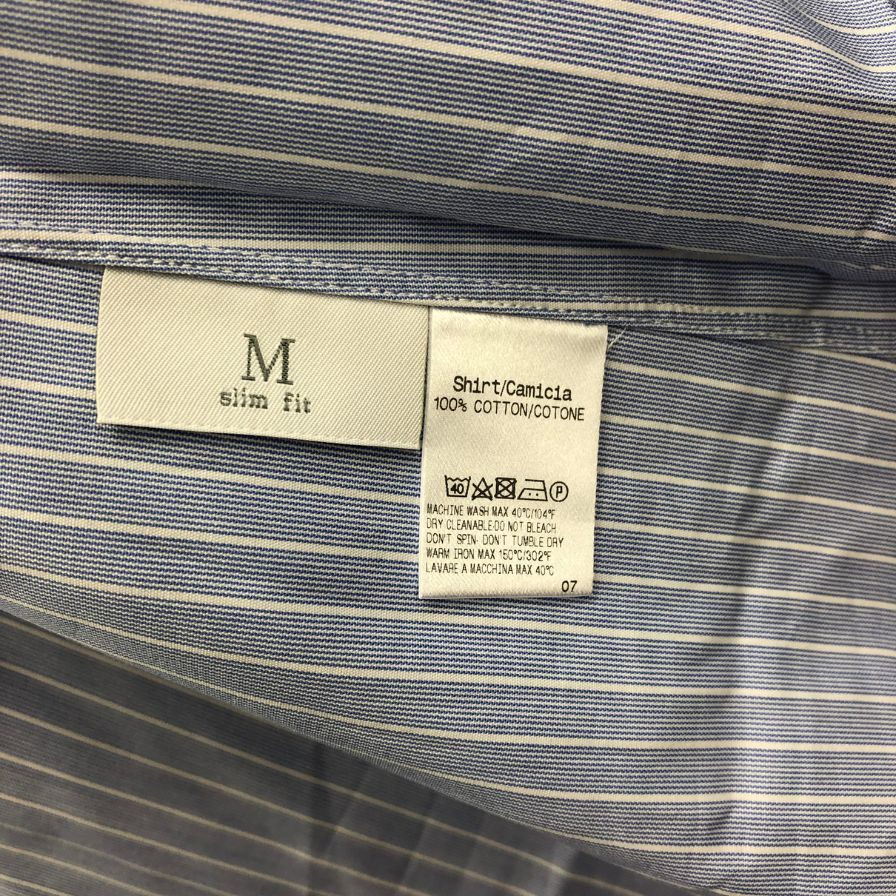 新品同様◆エルメネジルドゼニア 長袖ドレスシャツ ストライプ ブルー サイズ39/15.5 メンズ Ermenegildo Zegna 【AFB9】