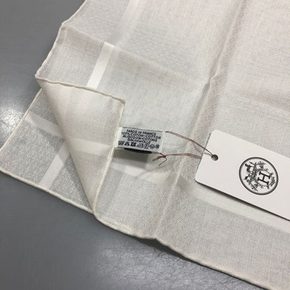 エルメス ハンカチ コットン100% ホワイト レディース HERMES【AFB55】【中古】