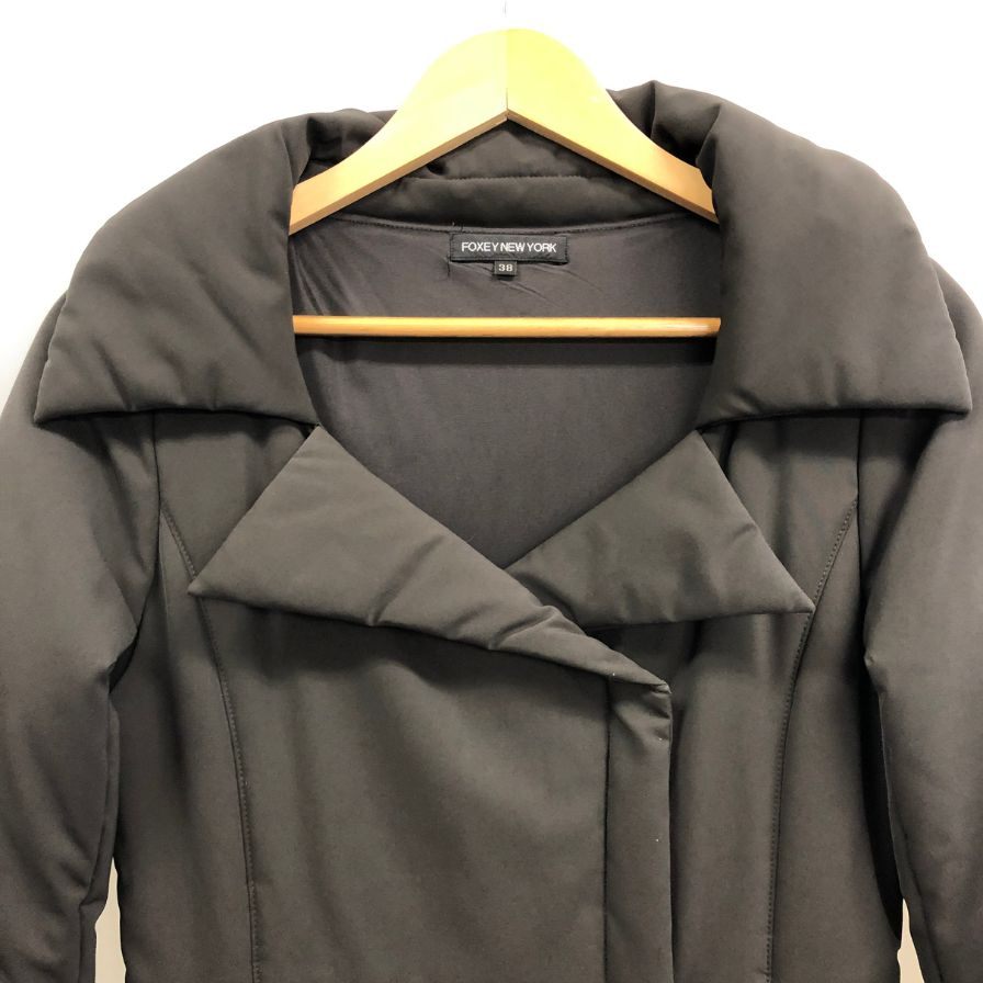 中古◆フォクシーニューヨーク クールストレッチコート 21779 ポリエステル ダークブラウン サイズ38 FOXEY NEWYORK 【AFA14】