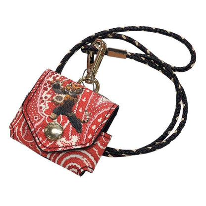 エトロ エアポッズケース カンフーパンダ AirPodsケース レッド系 レザー ETRO【AFI16】【中古】