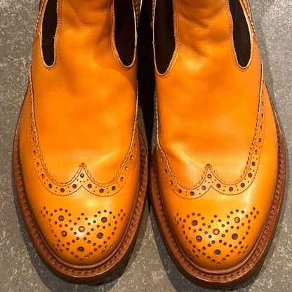 トリッカーズ ヘンリー サイドゴアブーツ ウイングチップ カーフ エイコンアンティーク サイズUK8.5 メンズ Tricker's ブーツ 約27.0cm【LA】【中古】