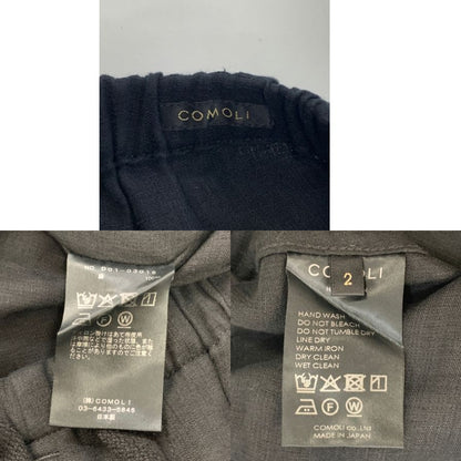 コモリ 26SS リネンWクロス ドローストリングパンツ ブラック メンズ サイズ2 D01-03016 COMOLI 【AFB7】