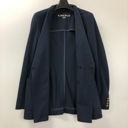 美品◆チルコロ テーラード ジャケット ダブル 紺ブレ ブレザー コットン ネイビー系 サイズ46 CIRCOLO 1901 【AFA22】