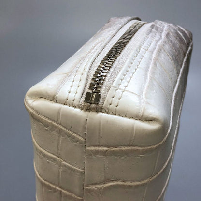 ノーブランド クラッチバッグ JRA鑑定品 クロコダイル レザー 手持ち セカンド グレー【AFE3】