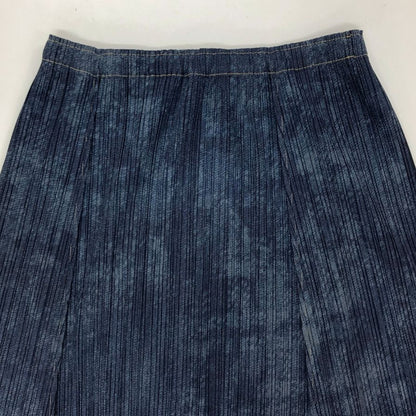 プリーツプリーズ イッセイミヤケ フレアロングスカート デニム転写 ネイビー レディース サイズ4 PP53-JG516 PLEATS PLEASE ISSEY MIYAKE【AFB1】