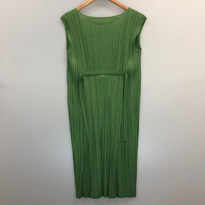 極美品◆プリーツプリーズ イッセイミヤケ 田中一光 ノースリーブワンピース グリーン サイズ2 レディース PP61-JH507 PLEATS PLEASE ISSEY MIYAKE 【AFB37】