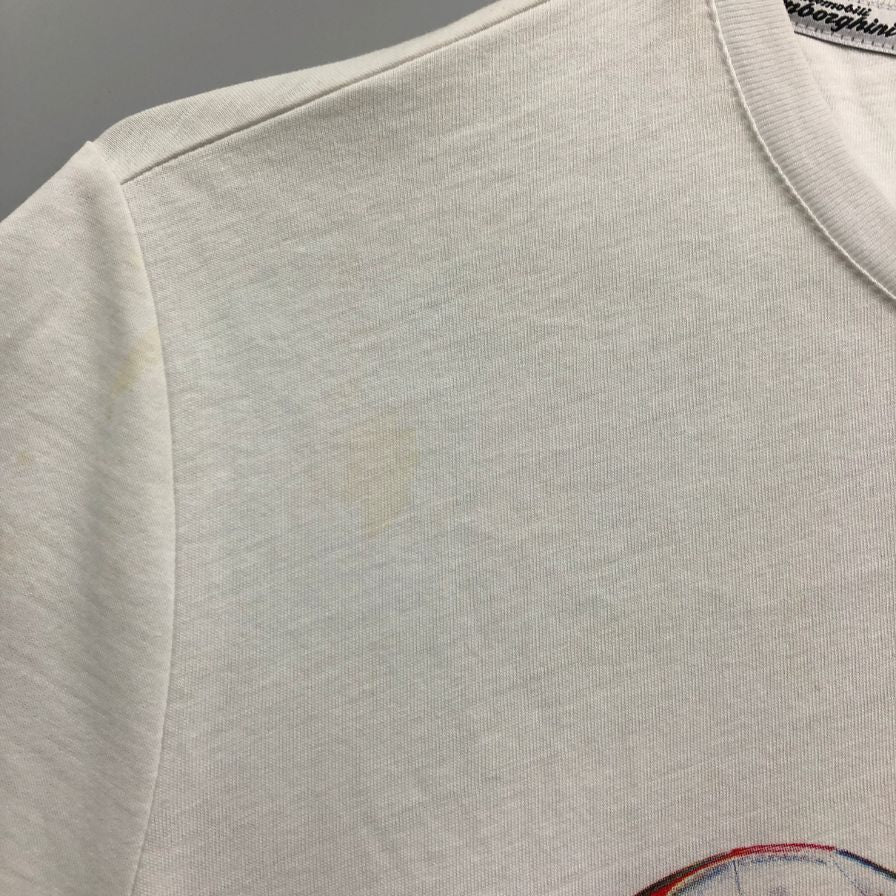 中古◆ランボルギーニ プリント Ｔシャツ メンズ サイズS ホワイト LAMBORGHINI 【AFB2】