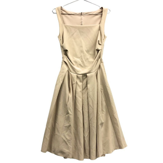 極美品◆フォクシーニューヨーク ノースリーブワンピース ポリエステル  ファスナー ベージュ  22648 FOXEY NEW YORK 【AFB11】
