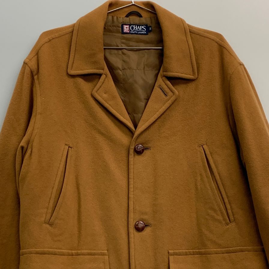 中古◆チャップス ポロラルフローレン ハーフコート カシミヤ オールド ベージュ メンズ サイズM Polo Ralph Lauren CHAPS 【AFA7】