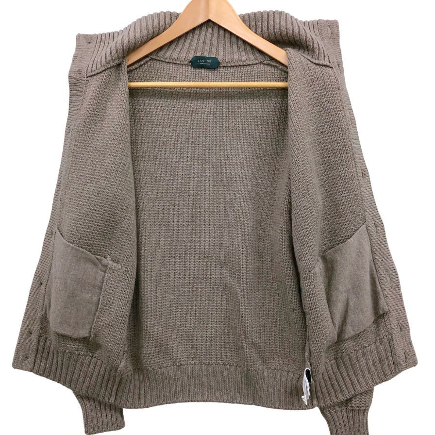 美品◆ザノーネ ニット カーディガン  毛100％ メンズ ブラウン系 サイズ44 ZANONE 【AFB38】
