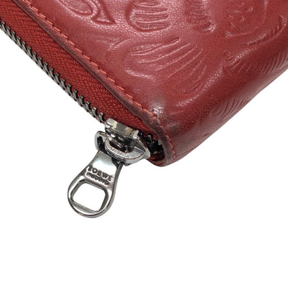 ロエベ 長財布 アナグラム ラウンドジップ エンボス レッド LOEWE【AFI18】