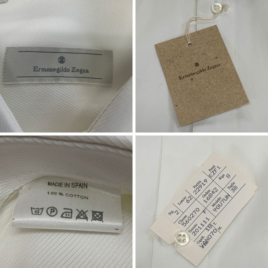 新品同様◆エルメネジルドゼニア 長袖ドレスシャツ カフス用 ホワイト サイズ39/15.5 Ermenegildo Zegna 【AFB2】