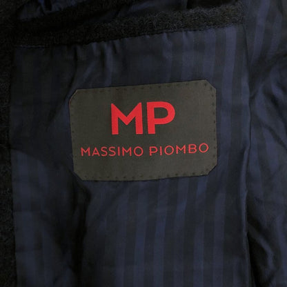 極美品◆マッシモ ピオンボ ベルテッドコート ウール ポリエステル メンズ サイズ46 ブラック MASSIMO PIOMBO 【AFA18】