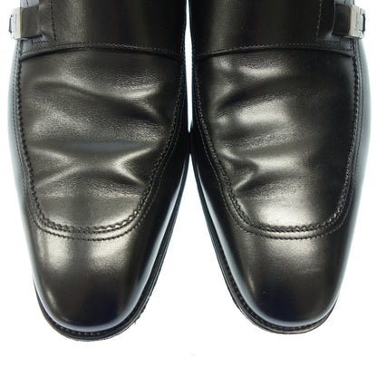 Very good condition ◆Salvatore Ferragamo leather shoes strap loafers men's black size 8 Salvatore Ferragamo [AFC35] 