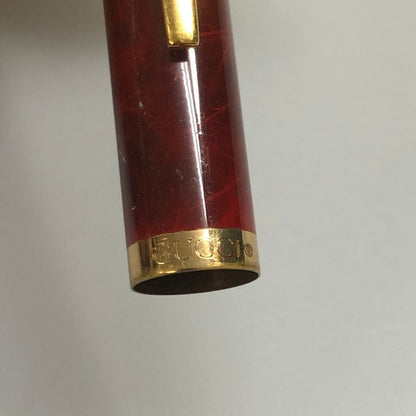 グッチ 万年筆 キャップ式 シェリーライン 14K 14CT ボルドー ゴールド GUCCI【AFI2】