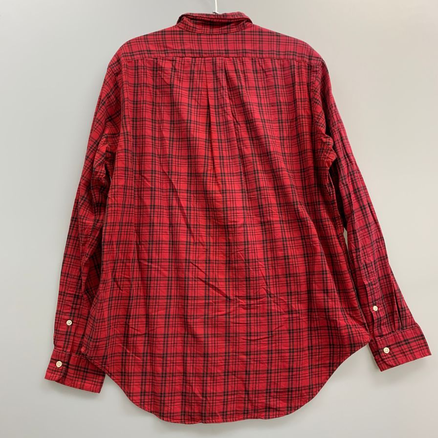 美品◆ラルフローレン ボタンダウンシャツ 90S オールド チェック レッド メンズ サイズM Ralph Lauren 【AFB7】