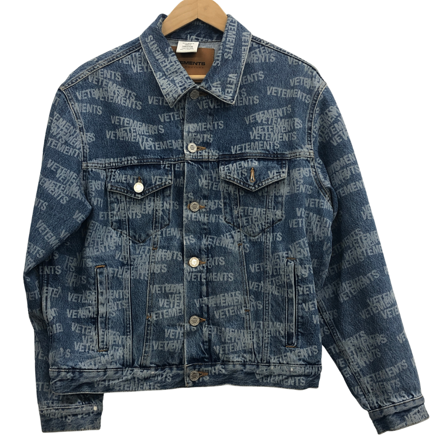 中古◆ヴェトモン ロゴ入りデニムジャケット メンズ ブルー サイズXS VETEMENTS 【AFF20】