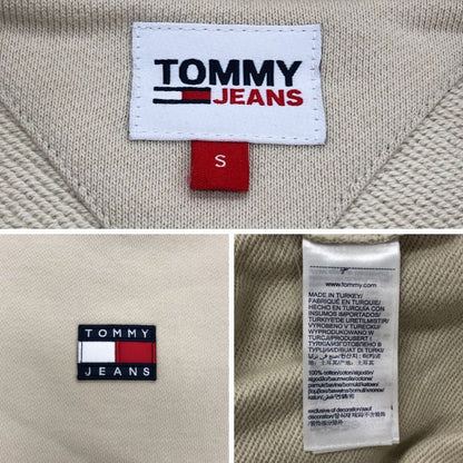 美品◆トミージーンズ スウェット クロップド丈 サイドレース アイボリー レディース サイズS TOMMY JEANS 【AFB5】