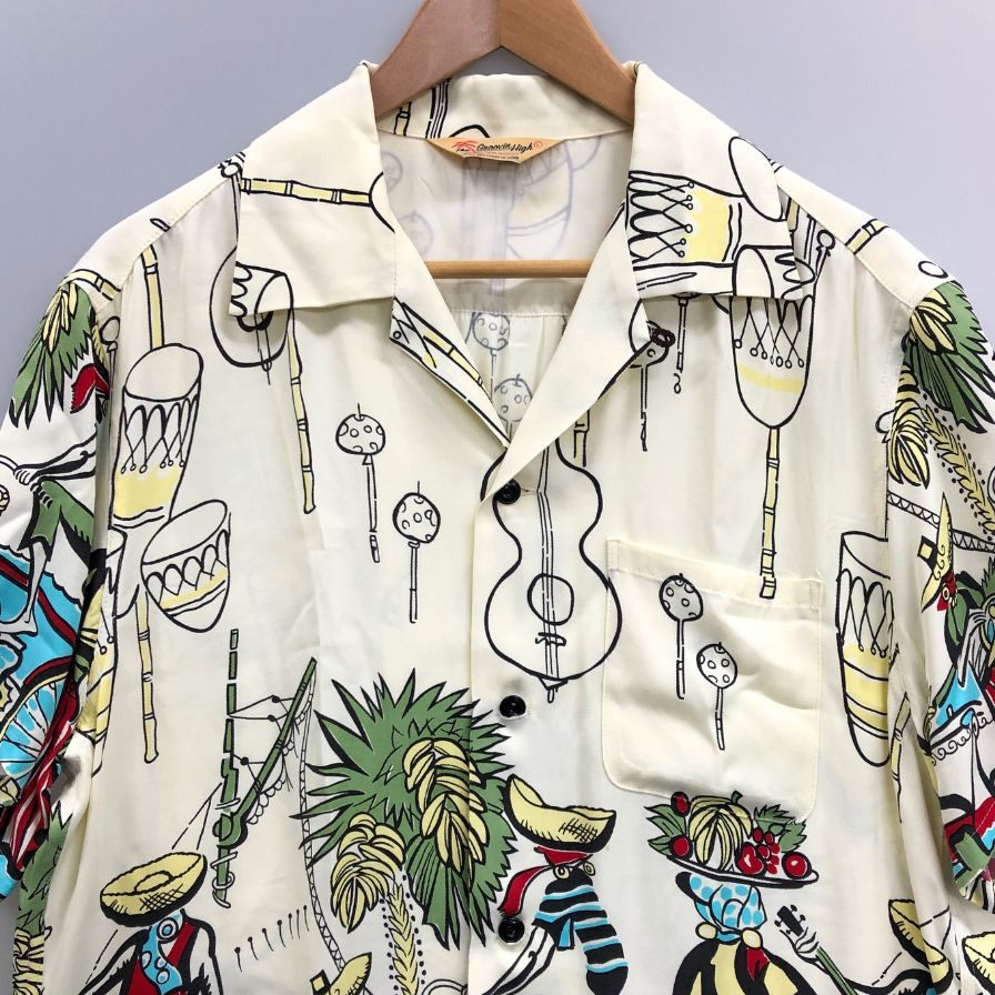 GROOVIN HIGH(グルービンハイ) クラッシック開襟シャツ 美品◇グルービンハイ 開襟シャツ 1940S 半袖 総柄 メンズ