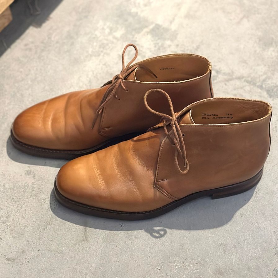 クロケット&ジョーンズ チャートシー チャッカブーツ カーフ ブラウン サイズUK7E CROCKETT&JONES ブーツ 約25.5cm【LA】【中古】