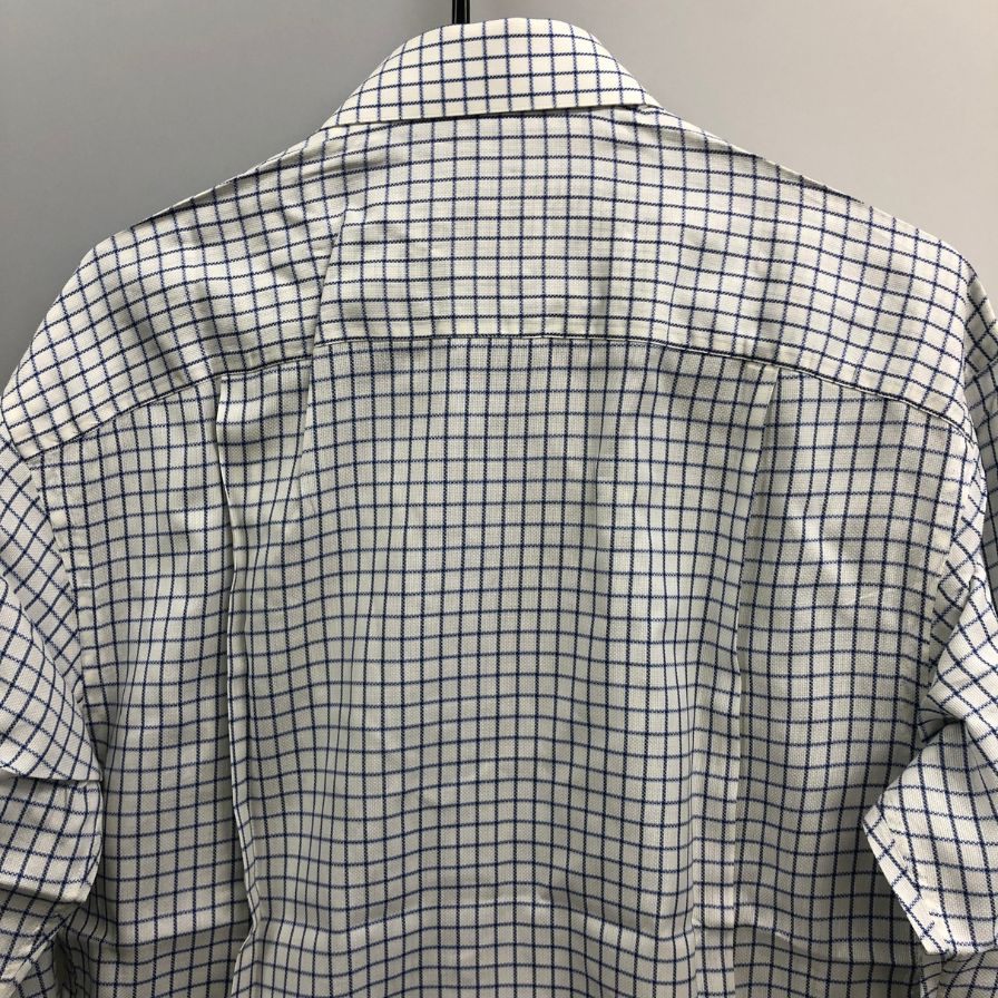 極美品◆エルメネジルドゼニア 長袖ドレスシャツ チェック柄 ブルー サイズ38/15 Ermenegildo Zegna 【AFB35】