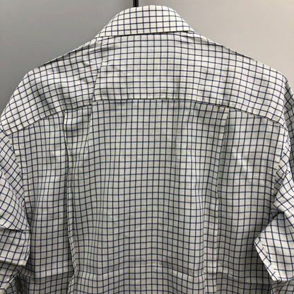 極美品◆エルメネジルドゼニア 長袖ドレスシャツ チェック柄 ブルー サイズ38/15 Ermenegildo Zegna 【AFB35】