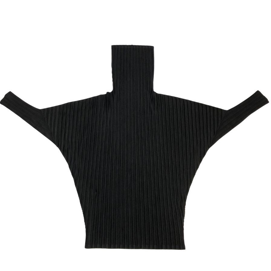 美品◆プリーツプリーズ カットソー PP43-FT362 ハイネック ポリエステル レディース ブラック サイズ3 PLEATS PLEASE 【AFB5】