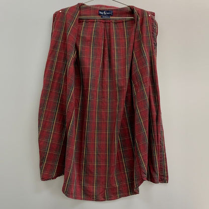 中古◆ラルフローレン ボタンダウンシャツ 90S チェック レッド メンズ Ralph Lauren 【AFB28】