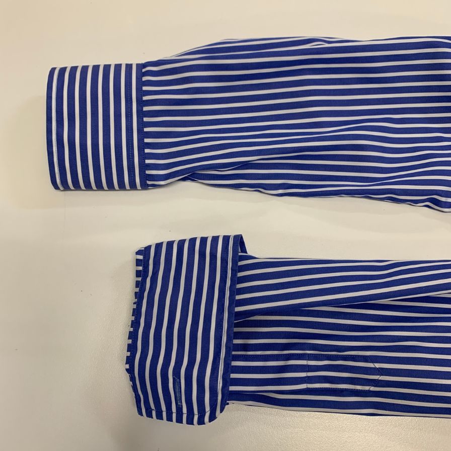 美品◆ラルフローレン シャツ パープルレーベル 2ポケット ストライプ コットン ブルー系 メンズ サイズ175/96A RALPH LAUREN 【AFB11】